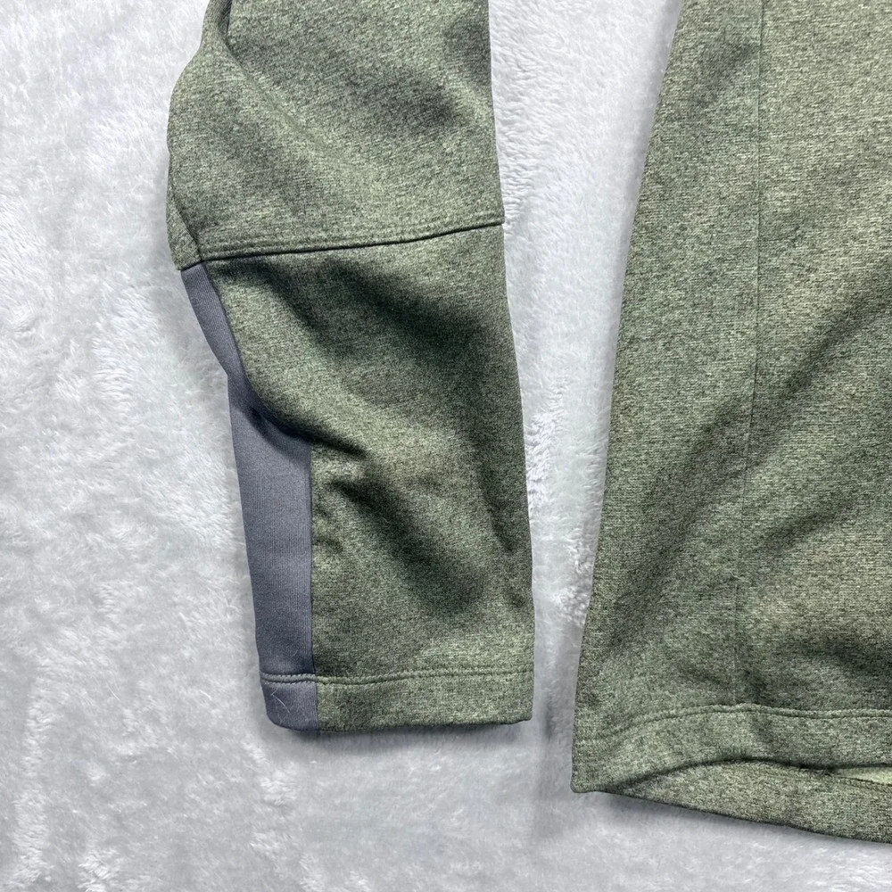 The North Face Quarter Zip Fleece Mens Large Green Heathered Pocket Pullover